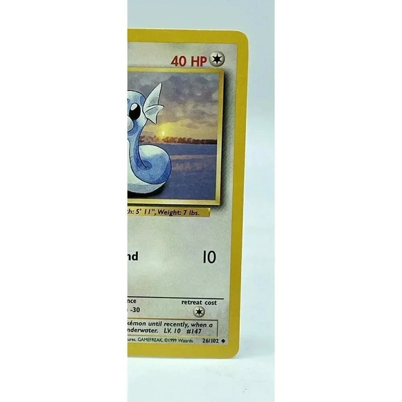 Dratini 26/102‎ Base Set Regular Pokémon TCG Uncommon Non Holo Vintage 1999 LP - Picture 3 of 6